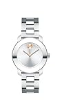 Movado Women's BOLD Iconic Metal Stainless Watch with a Flat Dot Sunray Dial, Silver/Grey (3600433)
