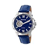 Heritor Automatic Bonavento Semi-Skeleton Leather-Band Watch - Silver/Blue