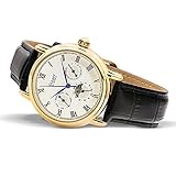 Stauer Men’s Magnificat II Automatic Watch with Gold Fused Case and Genuine Black Leather Band