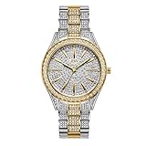 JBW Luxury Women's Cristal-34 J6383D 0.12 ctw 12 Diamond Two-Tone Wrist Watch with Stainless Steel...