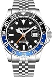 Stuhrling Original Mens Stainless Steel Jubilee Bracelet GMT Watch - Swiss Quartz, Dual Time,...